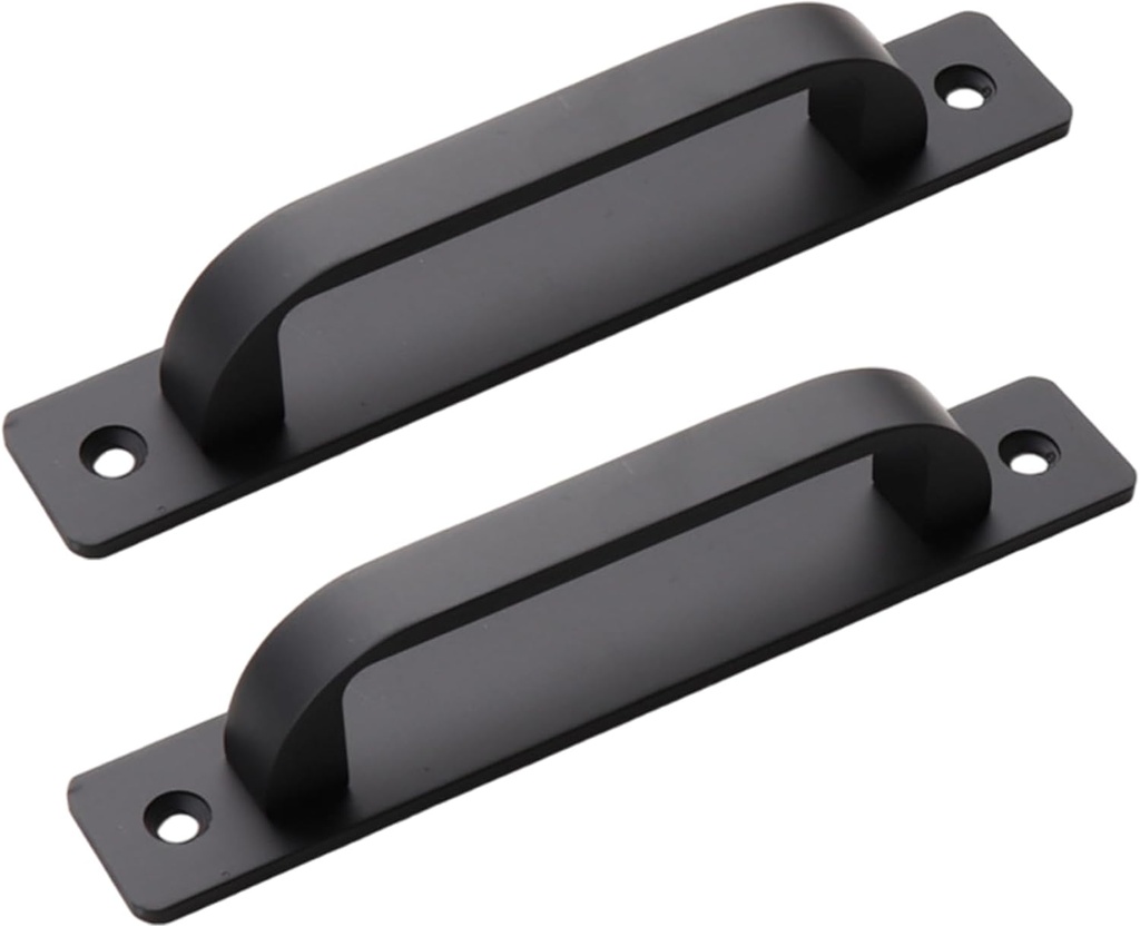 Barn Door Handle 2PCS Black Aluminium Pull Handle Set 5.8 Inch for Sliding Barn Door, Cabinet, Shed, Drawer, Closet, Kitchen, Modern Rustic Decor