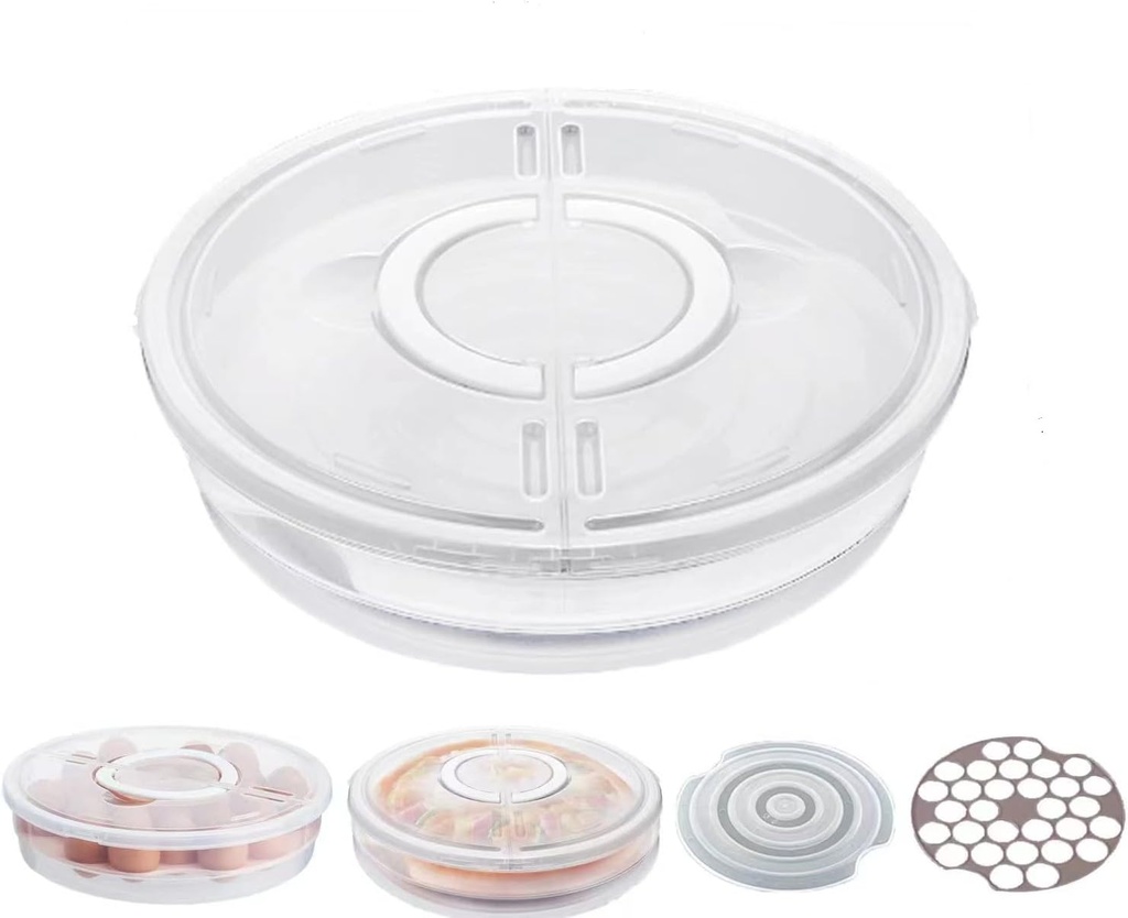 Multipurpose Pie Carrier with Lid and Handle Egg Container Holds Pies 30 Eggs 12/3.5 Inches Suitable for Cheese Cake, Corn Pie, Fruit White Clear Visible