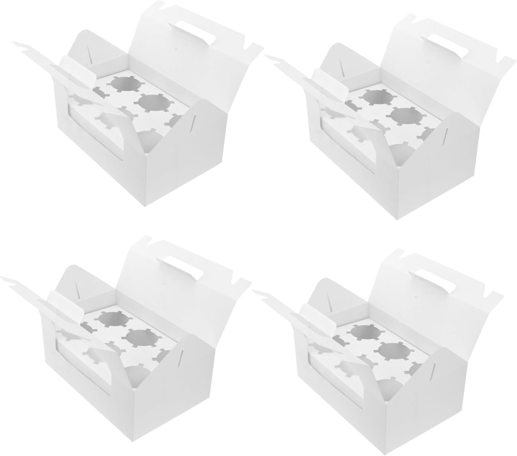 PRETYZOOM 10pcs Cavity Cupcake Box Window and Insert Portable White Dessert Containers for Cakes Pastries Showers Birthdays and Special Occasions