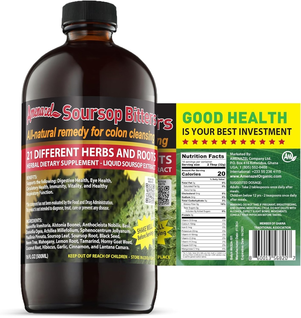 Amenazel Organic Soursop Bitters, 16 fl oz