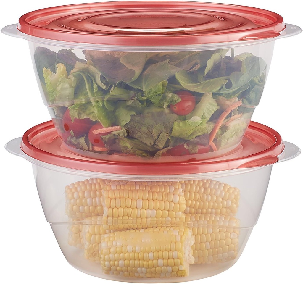 Rubbermaid TakeAlongs Serving Bowl Food Storage Containers, 15.7 Cup, Tint Chili, 2 Count