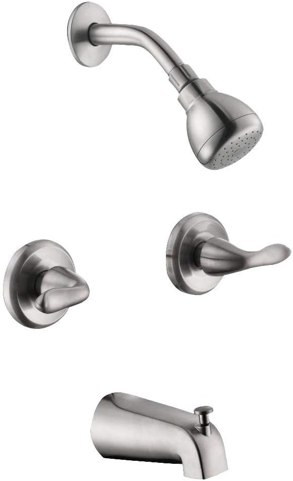 Glacier Bay Constructor 2-Handle 1-Spray Tub and Shower Faucet in Brushed Nickel (Valve Included)