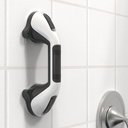 Suction Shower Grab Bar with Indicators, Tool-Free Installation, Steady Handle for Balance Assist for Bathtub, Toilet, Bathroom (White/Black, Pack of 1, 12in)