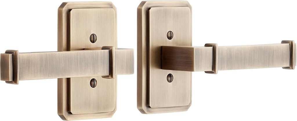 Signature Hardware 479323 Delory Right Handed Solid Brass Dummy Door Lever Set - Antique Brass