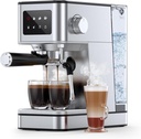 Espresso Machine with Milk Frother, 20 Bar Compact Espresso Maker with Touch Screen & 57.5oz Removable Water Tank for Home, Stainless Steel Coffee Machine for Cappuccino, Latte, Silver(2025 Model)