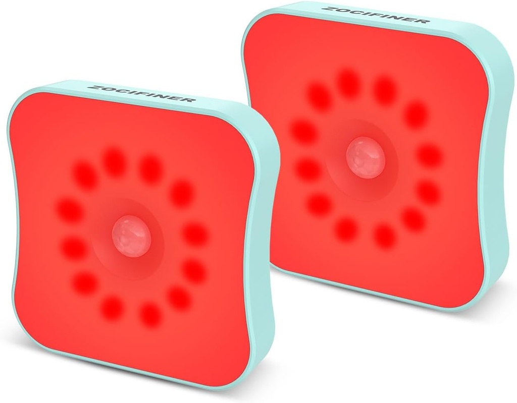 Red Night Lights, Motion Sensor Red Lights, Rechargeable Battery Operated Red Light for Sleep, Stick On Magnetic Red Light Night Lights for Bathroom, Bedroom, Sleep Aid, Stair, 2 Pack