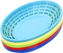 Youngever 15 Pack Plastic Fast Food Baskets, Snack Baskets for Popcorn, Chips, Snacks - 5 Assorted Colors (Oval Shape)
