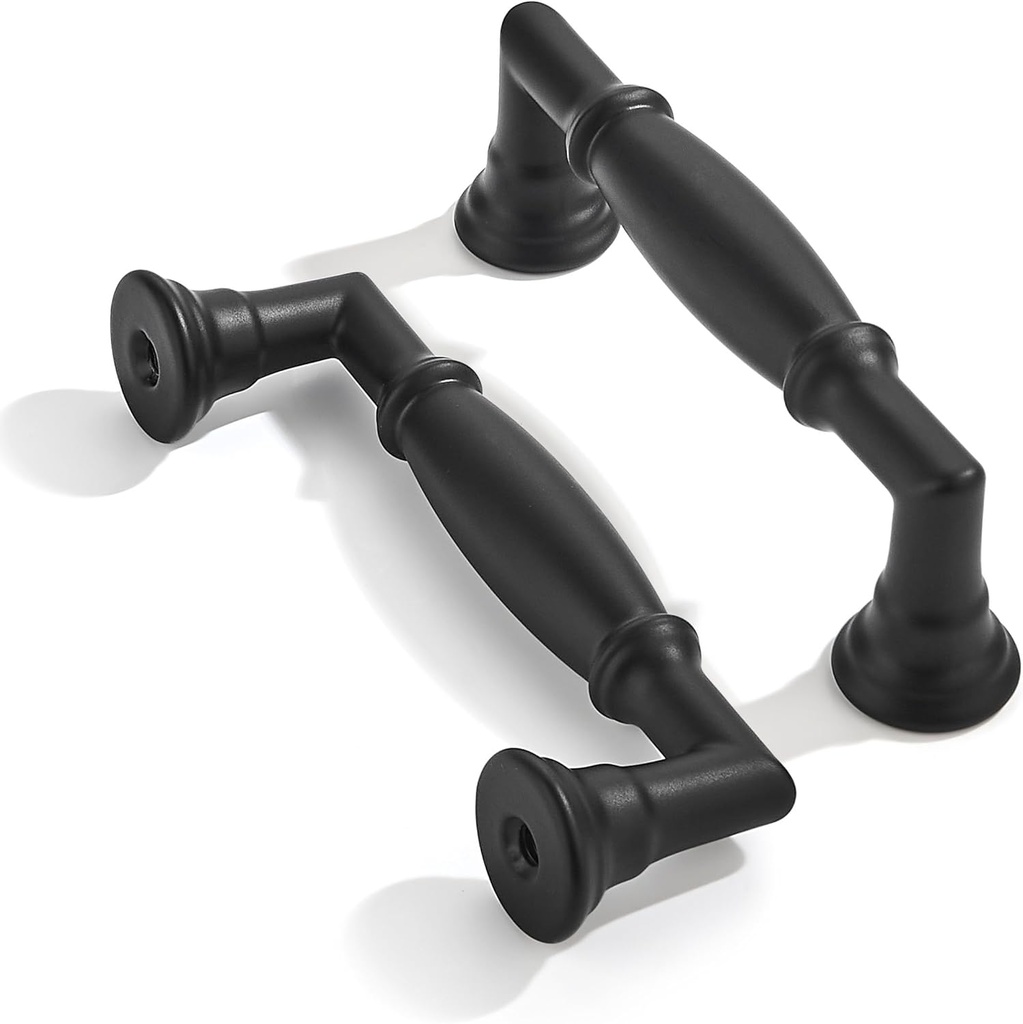 10 Pack 3-1/2 Inch Hole Center Matte Black Cabinet pulls Solid Heavy Duty Cabinet Pull Cabinet Handles Kitchen Cabinet Hardware Vanity Handles Bathroom Cabinet pulls