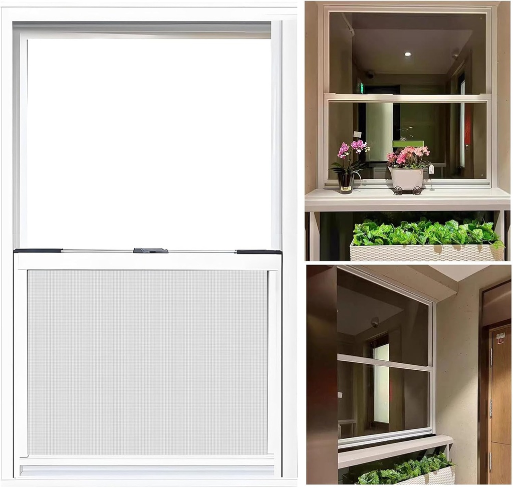 32x42 Replacement Windows for Home, Aluminum Vertical Sliding Window with Screen and Tempered Glass, Venting Window for Basement Bathroom Chicken Coops Shed, White