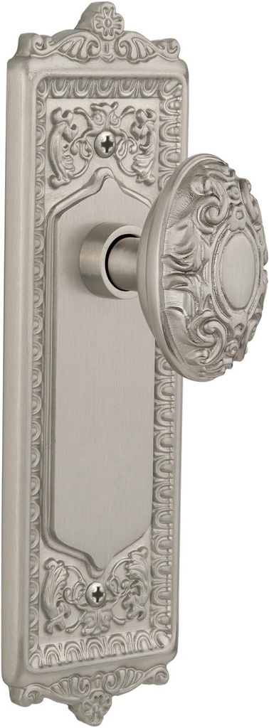 Nostalgic Warehouse Egg & Dart Plate with Victorian Knob, Privacy - 2.375", Satin Nickel