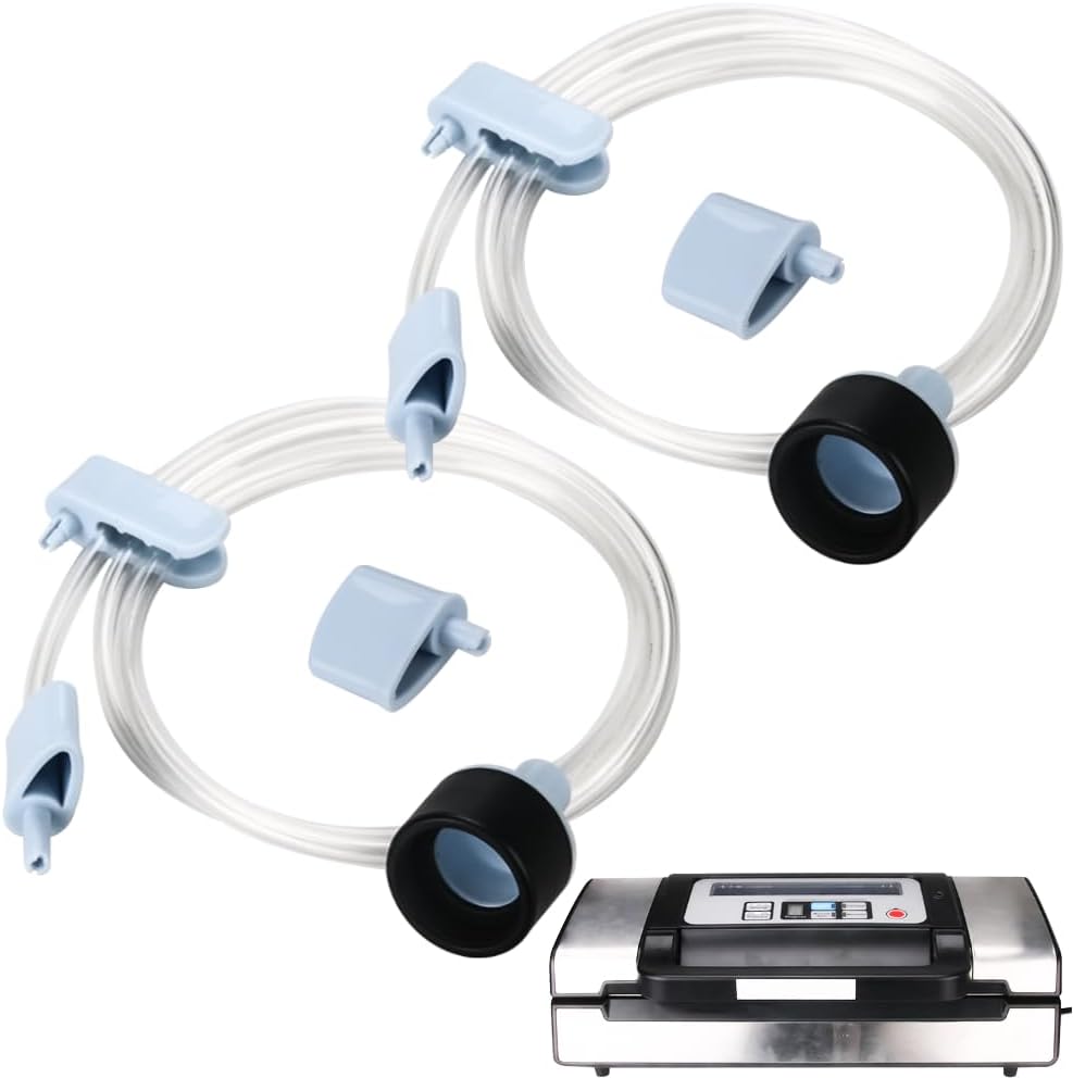 Accessory Hose Compatible with Deluxe Food VS-12 Vacuum Sealer，Suitable for all sealing zipper bags, wine plugs, jar seals, vacuum sealing agents (attachment hose For Deluxe Food VS-12) (2, Blue)