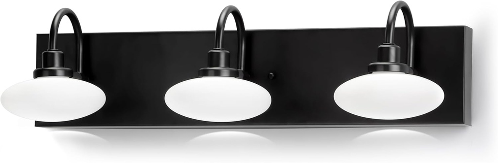 3-Light Matt Black Bathroom Vanity Light Fixture, LED Wall Sconce Over Mirror,Modern Vanity Light with Selectable Tempreture 3000K-6000K,Dimmable Mirror Light for Bathroom,Hallway, Cloakroom