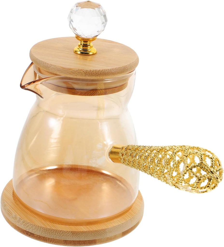 Handmade Glass Coffee Pot with Reinforced Long Handle Turkish Style Thermal Carafe for Espresso and Tea Brewing Stylish and Convenient Kitchen Accessory for Home and Office