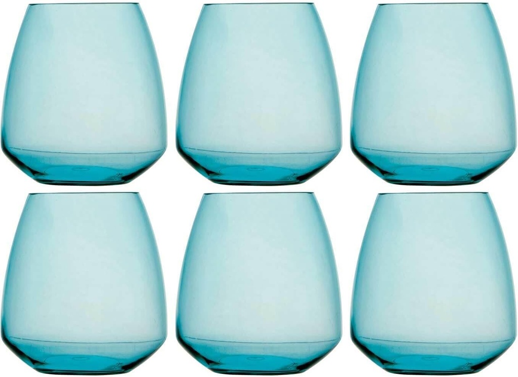 Pack of 6 Unbreakable Plastic Water Glasses - Turquoise
