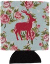 Caroline's Treasures BB1121-RS-BU-CC Deer Shabby Chic Blue Roses Can or Bottle Hugger, Blue Cooler Washable Drink Sleeve Collapsible Beverage Insulated Holder, Can Hugger, Multicolor
