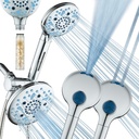 AquaCare High Pressure 6-way Dual Shower Head Combo with Built-in Filter & Power Wash - Clean Tub, Tile & Pets. Remove Chlorine, Lead & Toxins from Water to Protect Skin, Hair, & Nails. Chrome Finish