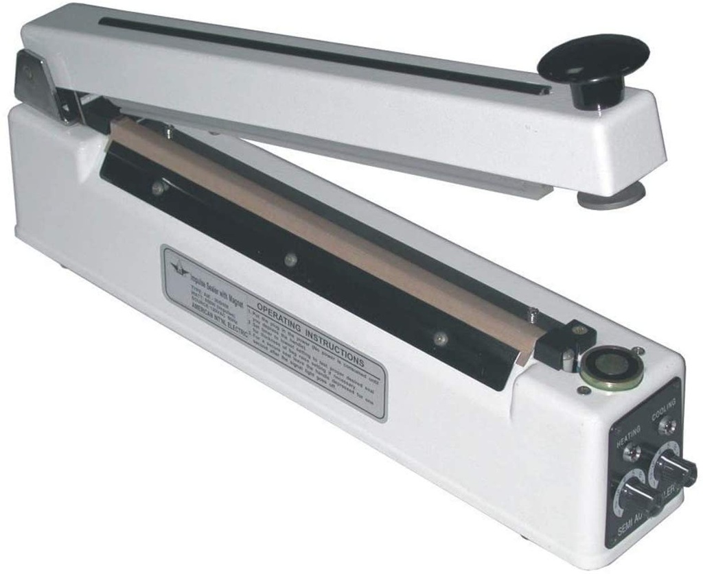 AIE-400HIM 16-In Tabletop Impulse Sealer, 2mm Wide Seal, Holding Magnet, Dual Timers, 16" Seal Length