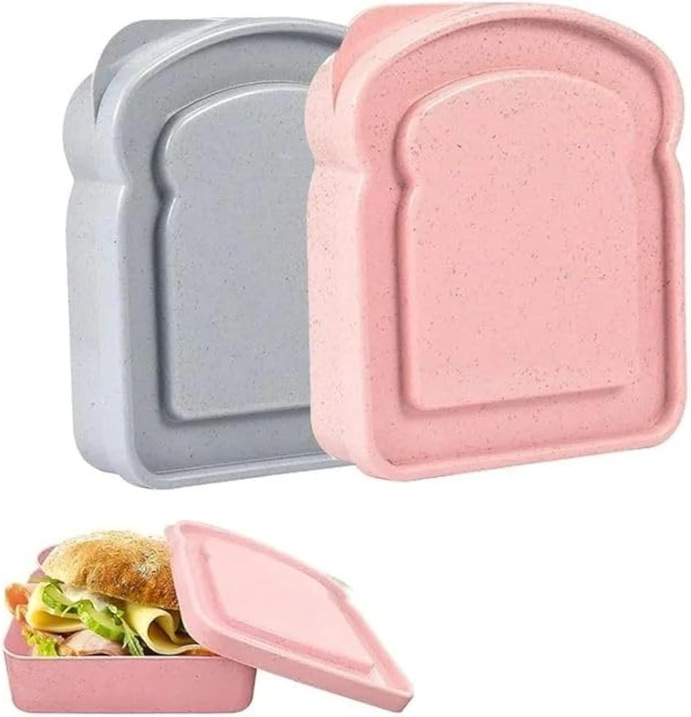 1Pc Random Color Cute Sandwich Containers With Lids, Sandwich Box Food Storage Toast Shape Holder Plastic for Lunch, Sandwich Keeper for Adults Prep Microwave Food Containers