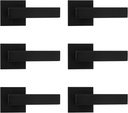 Probrico [Pack of 6 Door Lever Dummy Lever Door Handle for Closets French Doors,Square Dummy Door Lever,Non-Turning Single Side Pull with Black Finish,Easy Installation Pull Only Lever Set
