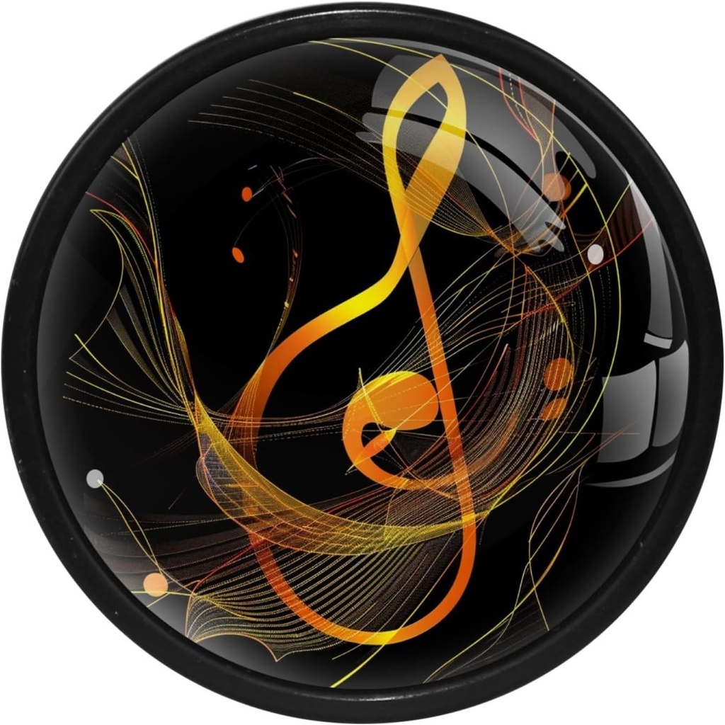 4-Pc Round Drawer Pulls and Knobs,Handles for Cabinets and Drawers,Colored Music Notes Closet Door Knobs