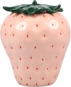 Strawberry Shaped Jar with Lid, Cute Strawberry Ceramic Jar, Creative Strawberry Shaped Canister, Unique Strawberry Candy Jar, Multifunctional Strawberry Cookie Jar for Tea Coffee Candy Cookie (Pink)
