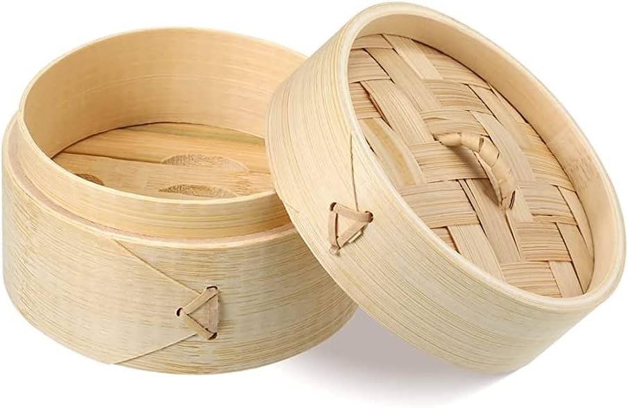 4 Inch Bamboo Steamer Basket With Lid - Mini Handmade Dim Sum Steamer for Vegetables, Bao Buns - Cooking Baking Tools - Bamboo Soap Dish for Bathroom
