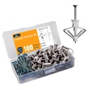 ALBO Drywall Anchor Kit Hollow Wall with Screws 100 pcs. (Grey Anchor 50pcs + Screws 50pcs) Plastic Hollow Wall Drilling Anchors