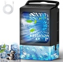 Mini Air Conditioner,Portable Air Conditioners,Evaporative Air Cooler Humidifier, 3 Speed Quiet Personal Cooling Fan, 7-Color LED Night Light, 4/8H Timer for Bedroom, Office, Camping, Car (Black)