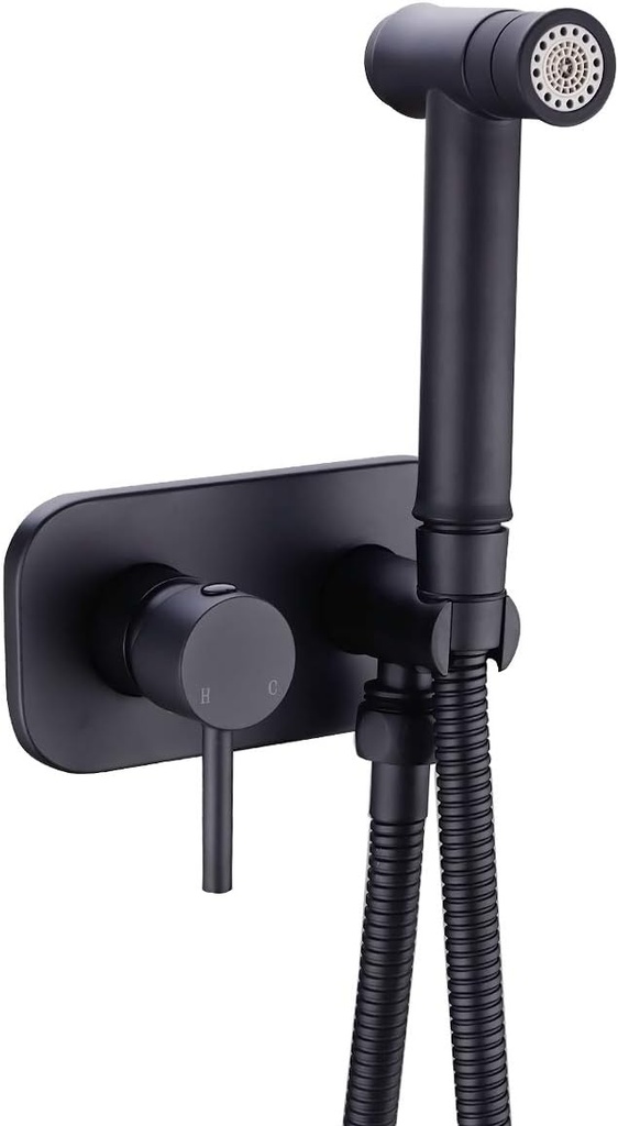 TRUSTMI Toilet Concealed Hot and Cold Bidet Spray Set 2 Function Hand Held Sprayer Shattaf Bathroom Attachment,Black