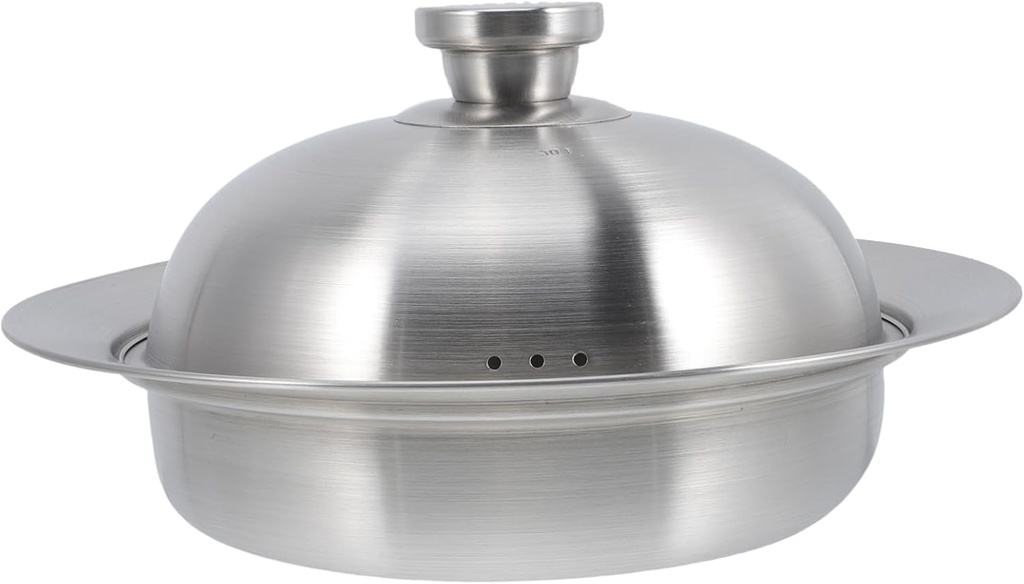 Cabilock Stainless Steel Steamer Tray with Lid Food Steaming Plate for Buns Vegetables Seafood Multi Functional Non Stick Steam Insert and Cooling Serving Tray Kitchen Steamer Rack Small