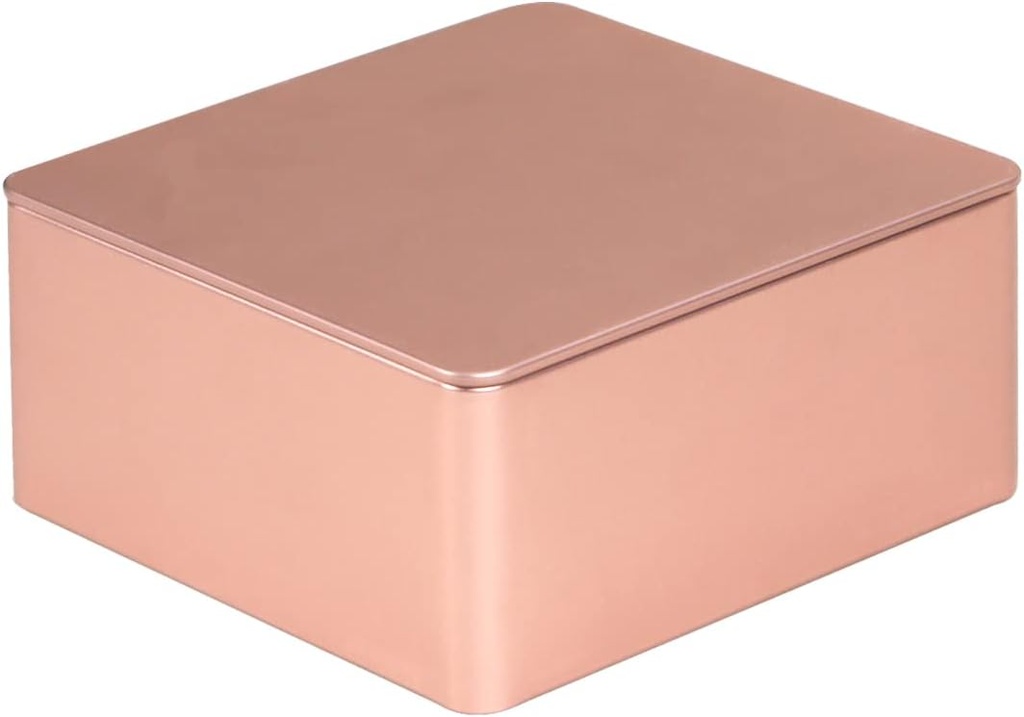 Square Tin Canister/Container for Keeping Car,Tea,Coffee,Cookies, Food,Flour,Baked Goods Storage (Gold)