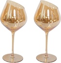 Gold Wine Glasses, 21oz, Set of 2 - Slanted Rims, Angled Bowl for Optimal Aeration, Modern, Decorative Fancy Red Wine Glasses Set for Women and Men, Stemmed Goblets for Pinot Noir, Sangria