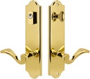 Royal Zinc Die-Cast Lever Set and Back Plates with Deadbolt for Entry Doors in Lifetime Polished Brass, 2-3/4” Backset, Left Hand