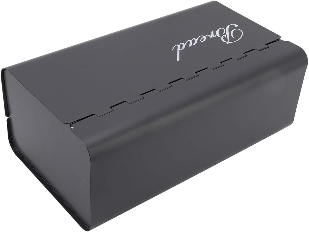 Bread Box, Bread Boxes for Kitchen Counter Iron Bread Biscuits and Snacks Storage Clamshell Door Bread Box for Kitchen Countertop for Kitchen Countertop Bread Holder (Black Gray)