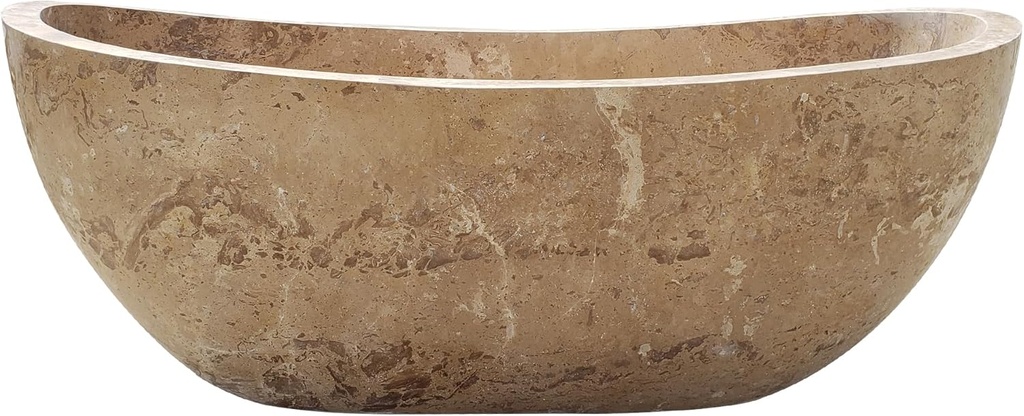 CT Copper Tailor 72" Handcrafted Marble Bathtub,Freestanding Soaking Bathtub,Oval Shape Tub with Pop-up Drain(Cappuccino)