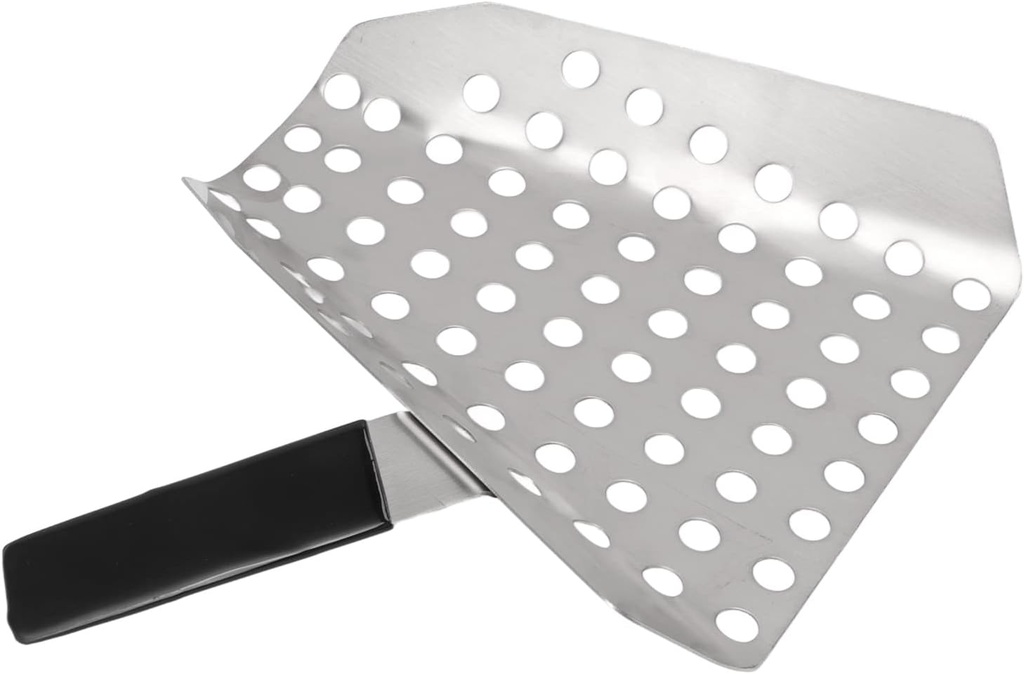 Popcorn Speed Scoop - 304 Stainless Steel Food Grade Filter Spoon with Holes, Removes Unpopped Kernels, Ergonomic Single Handle French Fry Scoop for Kitchen, Popcorn Machine