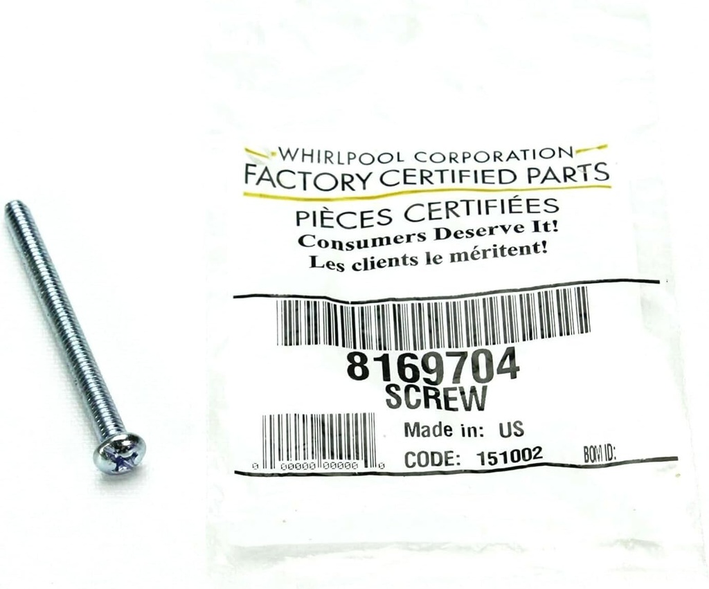 Replacement Part for Whirlpool Microwave WMH31017HZ Series, Whirlpool Microwave Top Mounting Screw (Replaces: 8169704) Cabinet and Installation Parts