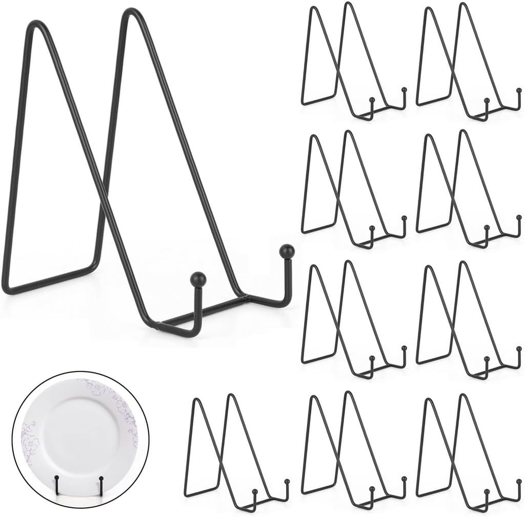 10 Pack Metal Plate Stands For Display, Simple Picture Holders, Decorative Tabletop Stands For Artworks, Plates, Photos