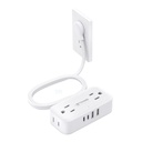 TROND Flat Plug Power Strip 5FT, Small Flat Extension Cord with Multiple Outlets, 4 AC and 4 USB Ports (2 USB C), Wall Mount 900J Surge Protector for Home Office Travel Dorm Room Essentials, White
