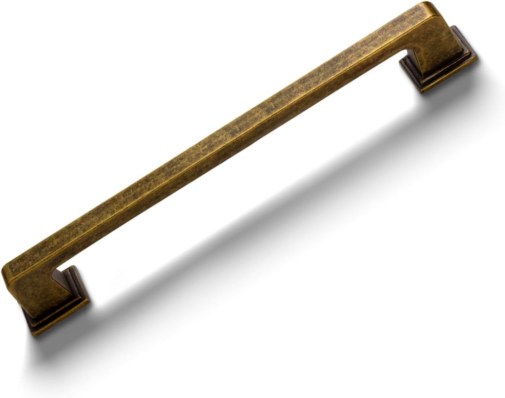 2 Pack Antique Brass Cabinet Pulls 3"(76mm) Hole Center Kitchen Retro Handles for Furniture and Drawers Vintage Square Dresser Handles Farmhouse Knobs Drawer Pulls Hardware Q-AB76-2