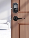 ELAMOR M19 Keyless Entry Door Lock with 2 Lever Handles, Auto Lock, 50 User Codes, Easy-to-Install Smart Door Lock for Front Door, Waterproof Security Handle Set, Home/Hotel Use, ‎Oil Rubbed Bronze