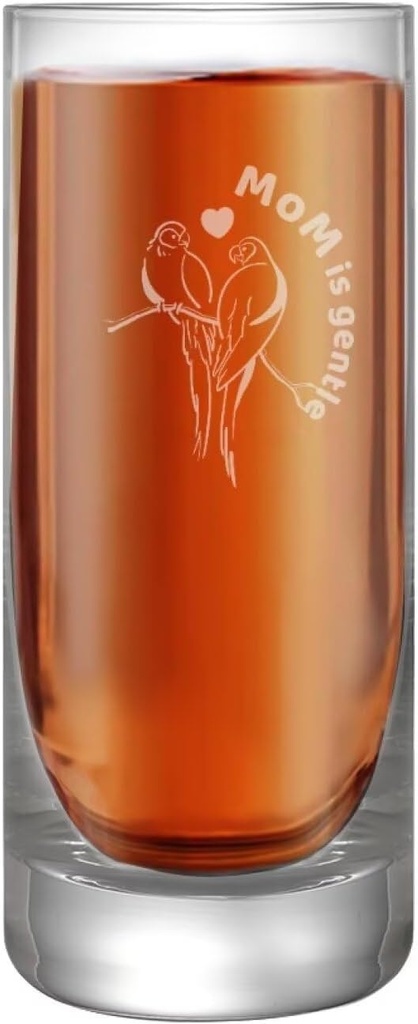 Parrot Print Highball Glasses Set of 2, 14 Oz Crystal Water Glasses Tumbler Mother's Day Gifts Drinking Glassware for Cocktail Mojito Beer and Mixed Drinks