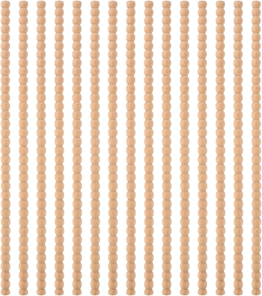 15 Pcs 11mm Half Round Pearl Wood Trim Strips – Unfinished Decorative Beaded Molding for DIY Crafts, Furniture, Wall, Cabinet, Shelf, Window and Door Embellishment(15pcs-11mm)