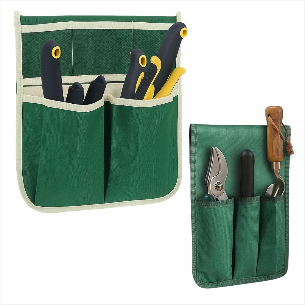 Garden Pouches Kneeler - 2 Pack Outdoor Gardening Stool Pouch, Workseat Storage Tote Hanging Organizer, Heavy-Duty 600D Oxford Cloth Tool Bag