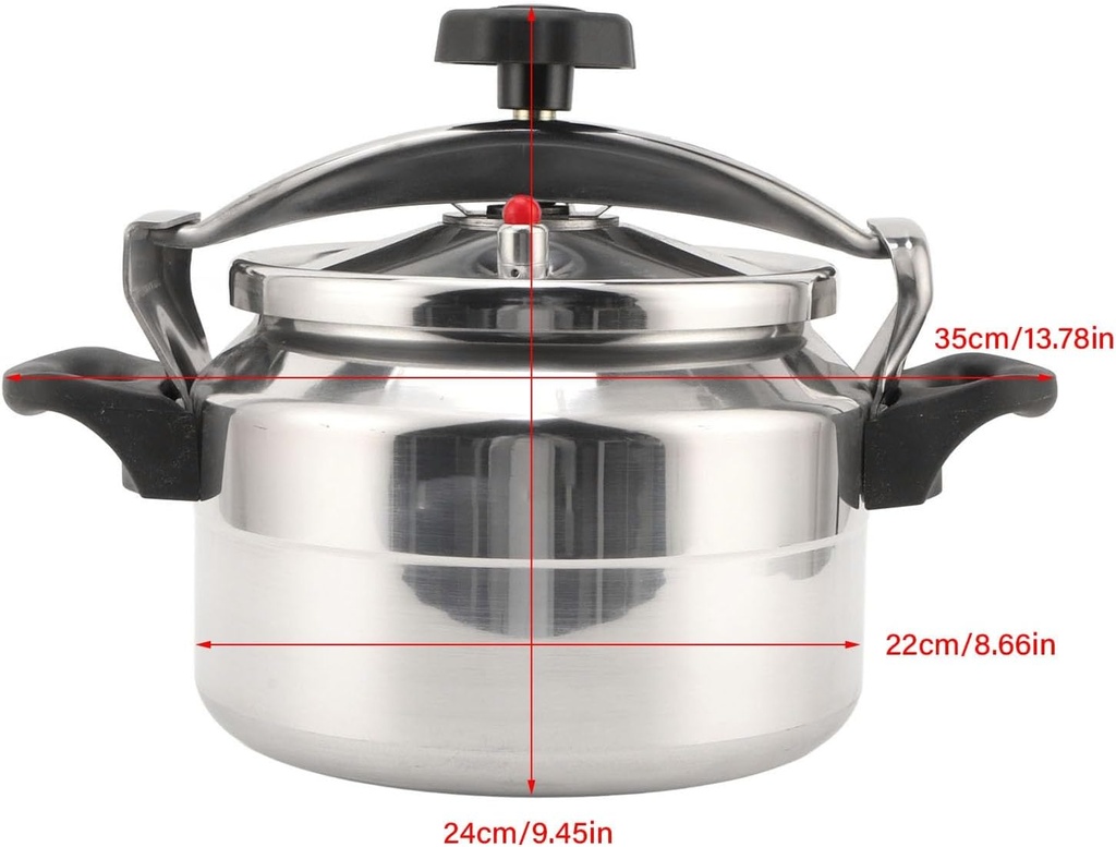 Aluminum Pressure Cooker, 3L/4L/5L Large Capacity Pressure Cooker for Gas Stove, Explosion Proof Pressure Canner with Easy Lock Lid, Fast Cooking Cookware (5L-22CM Bottom))