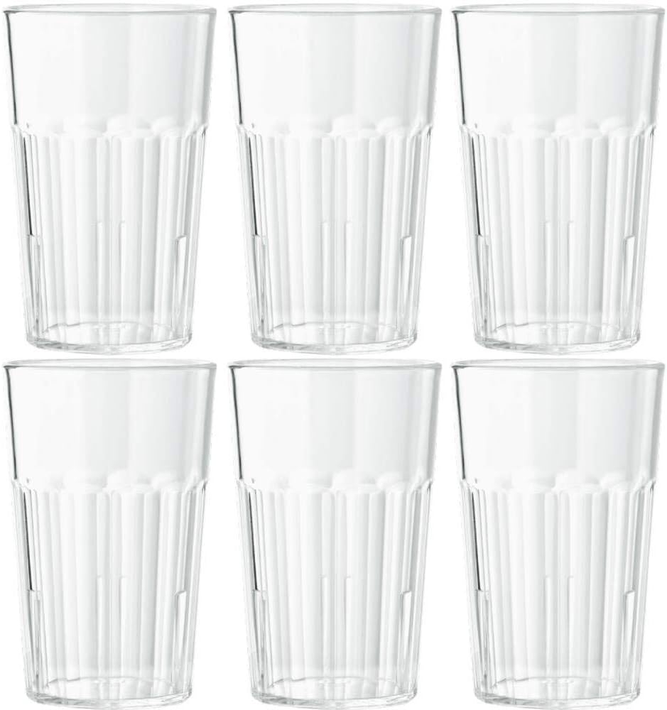 Lot de 6 verres gobelets en plastique transparent empilables 400ml