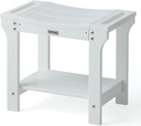 20.5'' Waterproof Shower Stool for Inside Shower, Bathroom Bench for Shaving Legs, HDPS Plastic Spa Bath Chair Seat with Storage Shelf, Foot Rest, Non-Slip, White, Weight Capacity 500LBS