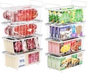 iSPECLE Chest Freezer Organizer Bins - 8 Pack Small Stackable Deep Freezer Organizer Bins for Most 7 Cu.FT Freezer Sort Frozen Meats, Freezer Storage Bins Easy Access Food without Digging, White