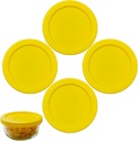 4 Cup/950 mL Yellow Replacement Lids/Covers for Pyrex 7201-PC, 4 Cup/32oz Anchor Hocking & Klare Ware Storage Bowls *Lids Only* - *Glass Container Not Included* (4 Pack, Yellow)