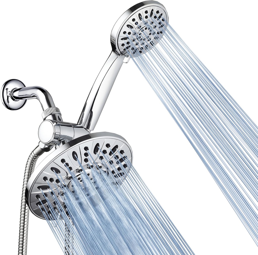 AquaDance 7" Premium High Pressure 3-Way Rainfall Combo for The Best of Both Worlds - Enjoy Luxurious Rain Showerhead and 6-Setting Hand Held Shower Separately or Together - Chrome Finish - 3328